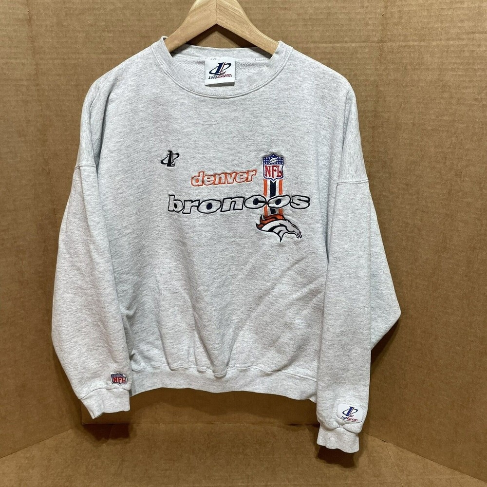 Vintage Denver Broncos Crewneck Sweatshirt, Grey, XL, Logoathletic, VTG